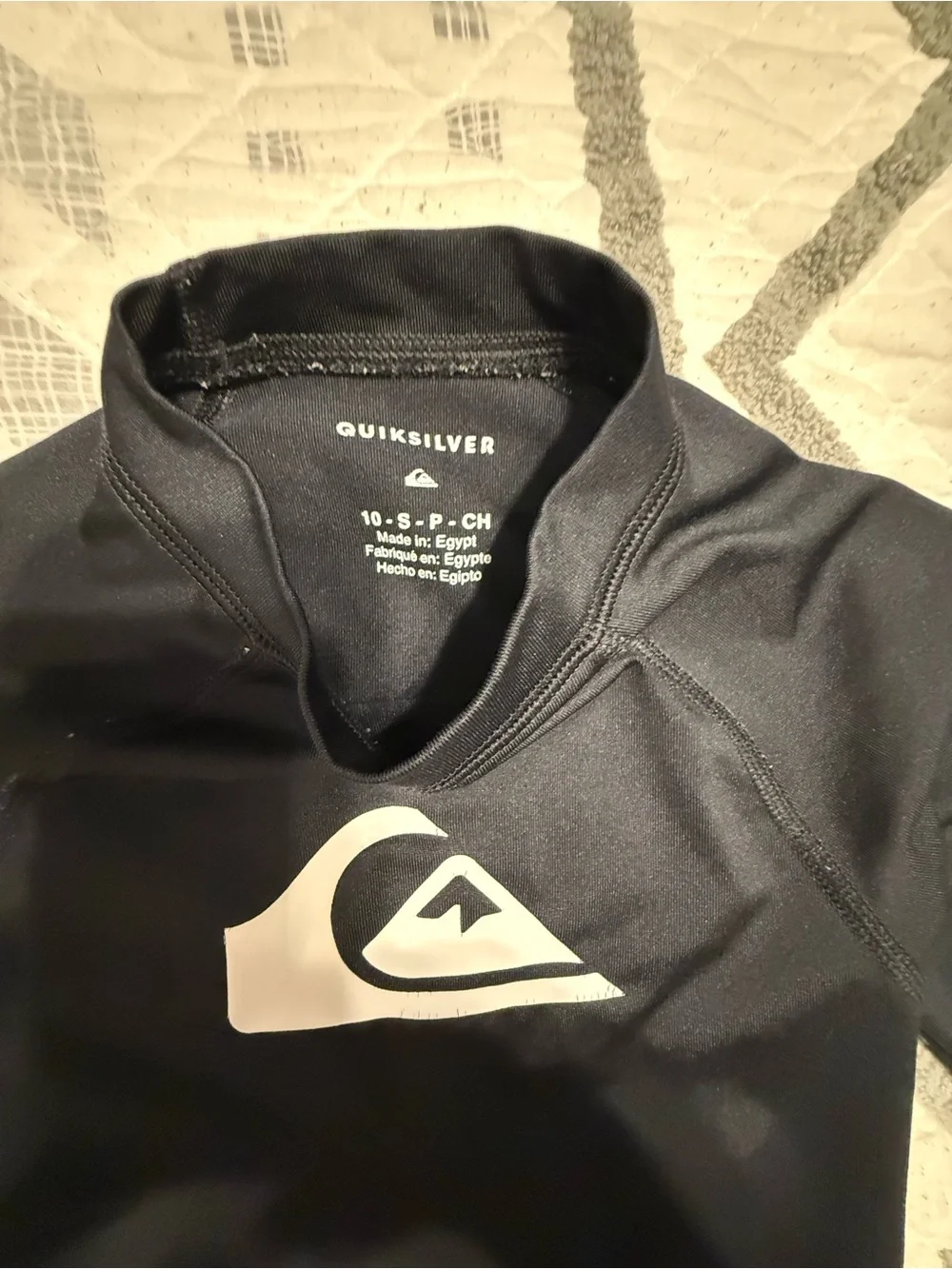 Quiksilver Kids Black Long Sleeve Rashguard with White Logo